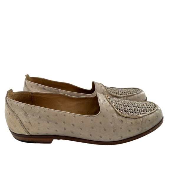 Kenneth Cole mens loafers 10 cream woven Italian ostrich quill vintage 80s 90s main image 12